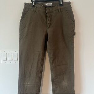 Carhartt Essential Lined Green Painter Pants Women’s 2 Regular Relaxed Fit